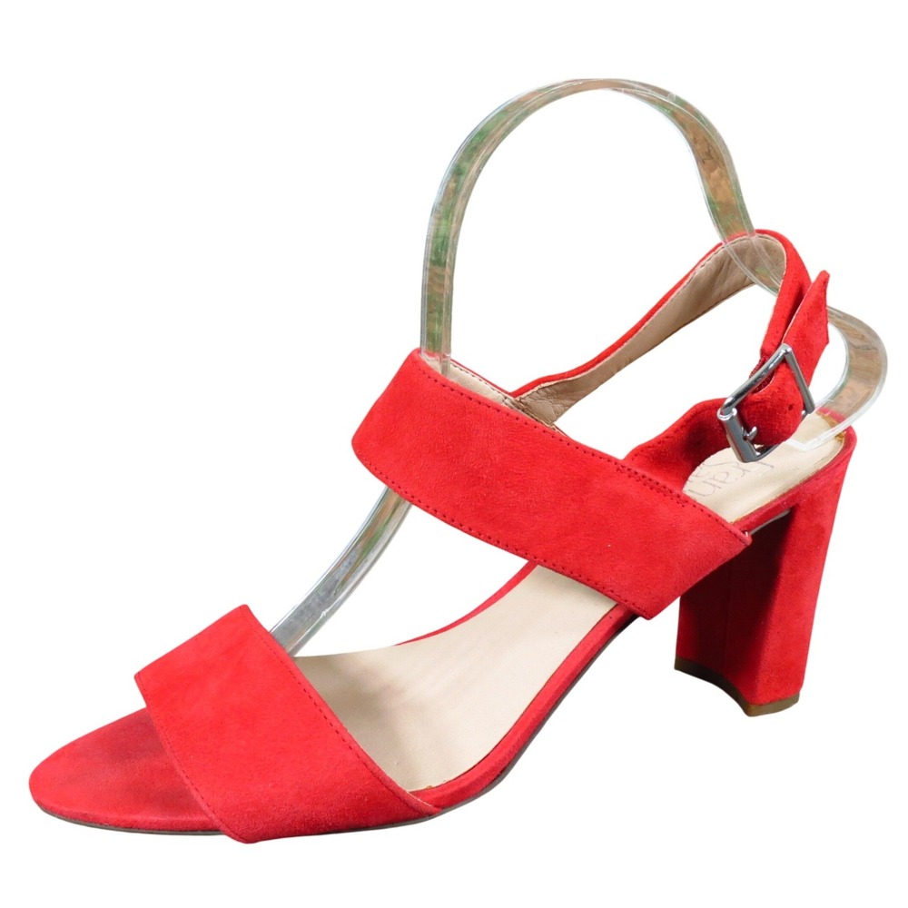 Franco Sarto Rumi Women Sandal 8.5 Dress Red Leather Block Heel Slingback